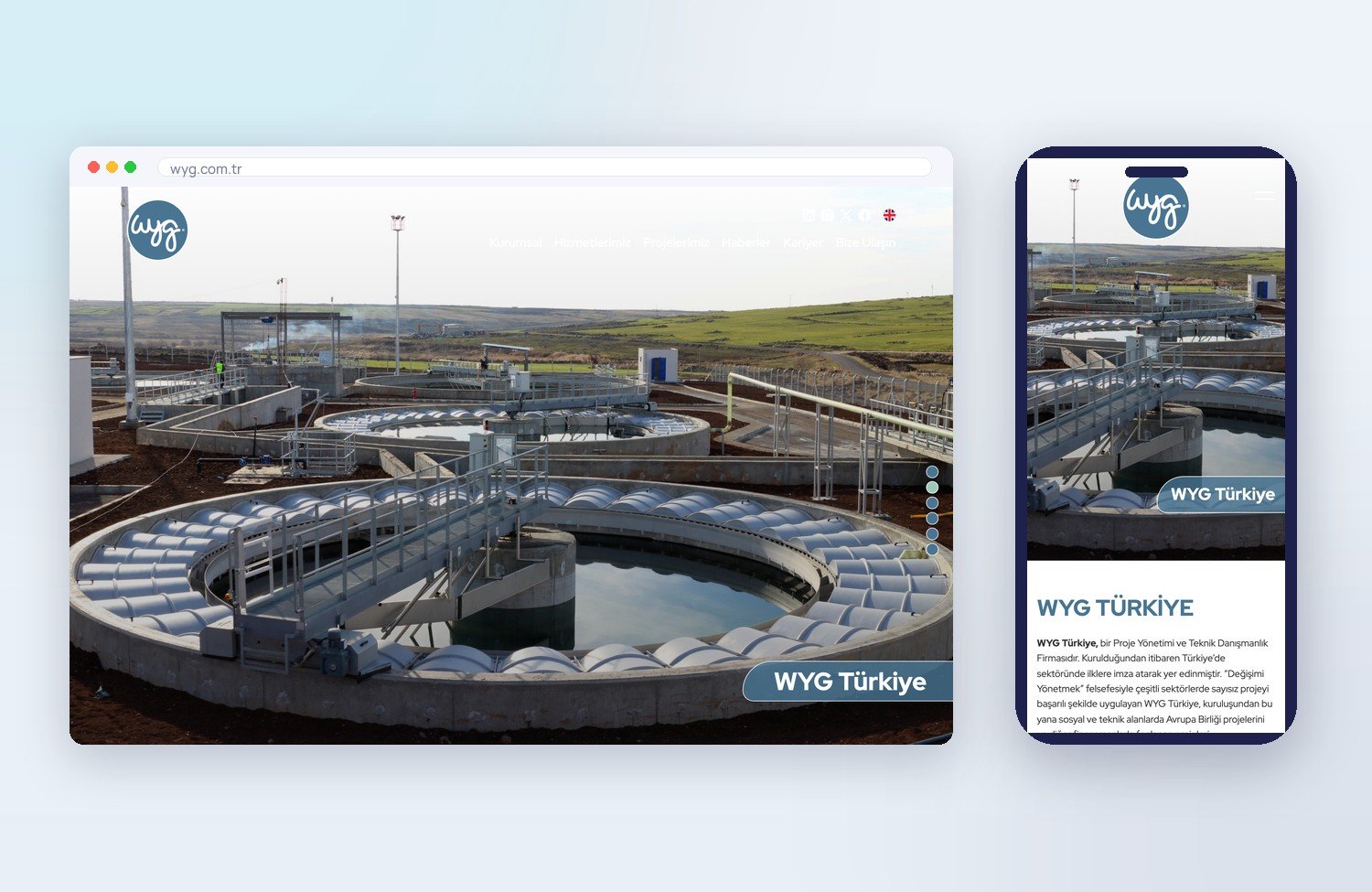 WYG Türkiye (Teknik Danışmanlık) için ogimedya tarafından yapılan web sitesi — masaüstü ve mobil görünüm